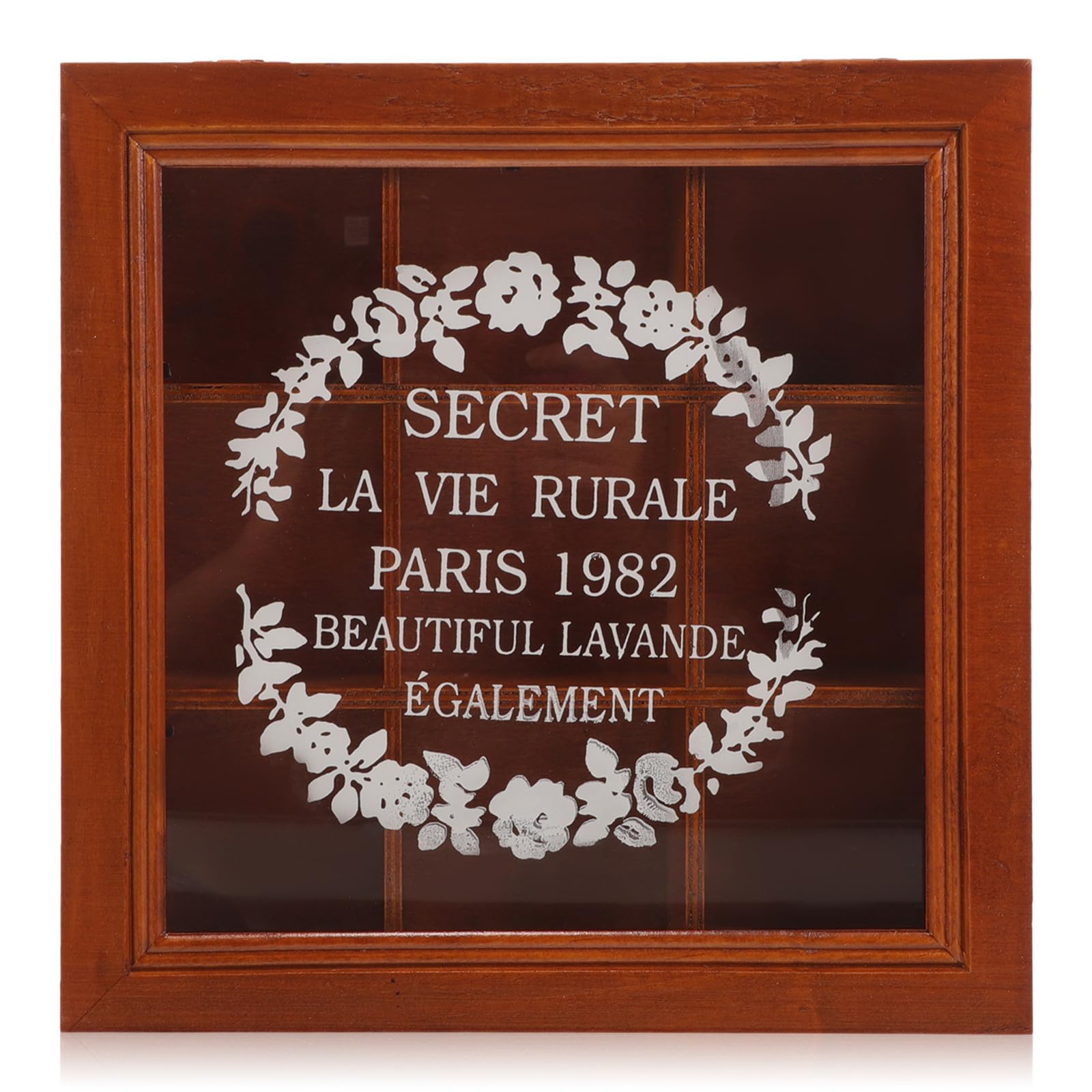 HEMOTON Organizer per Rossetti in Legno e Acrilico con 9 Scomparti, Stile Vintage, Scatola Decorativa per Cosmetici e Gioielli, per Scrivania e Scaffale