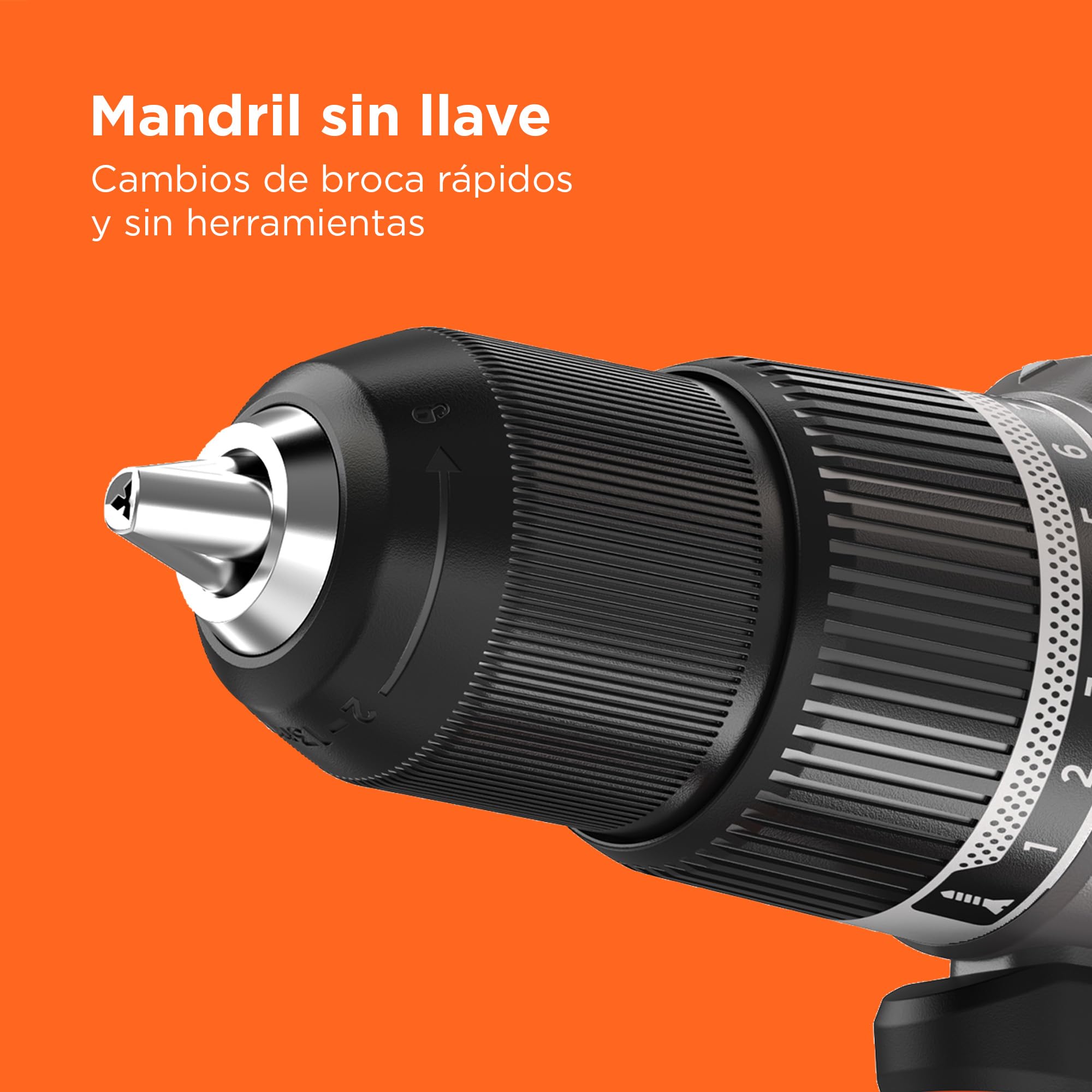 BLACK+DECKER Taladro percutor inalámbrico POWERCONNECT 18V, 45Nm de par, 2 velocidades, luz LED, portabrocas sin llave, sin batería ni cargador, BCD383XN-XJ