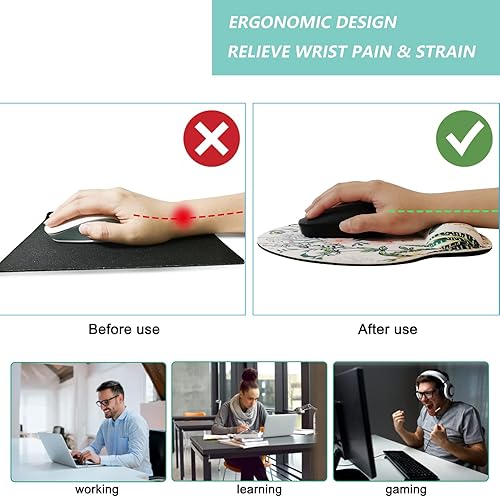 Miniatura 2 de Alfombrilla de mouse con soporte de muñeca, alfombrilla de mouse ergonómica con cojín de espuma viscoelástica para reposamuñecas, base de goma