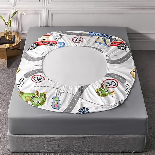Miniatura 5 de AILONEN Sábana bajera ajustable con diseño de caricaturas para niños y adolescentes, tamaño individual, con estampado de tractor de dibujos animados