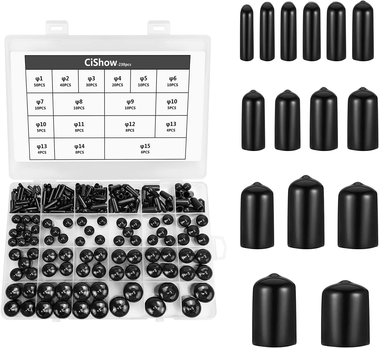 238pcs Rubber Screw Thread Protectors Soft Pvc End Caps Vinyl Flexible ...