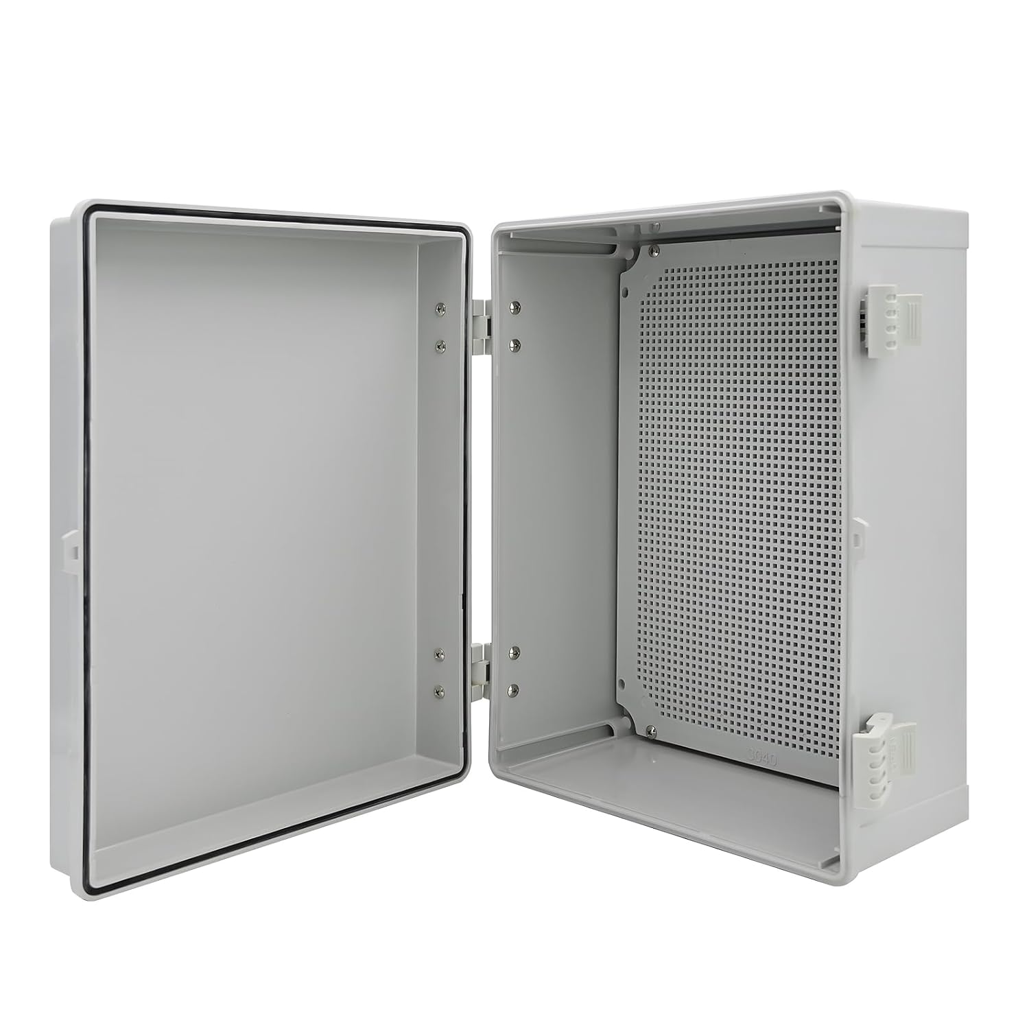 IP65 Waterproof Junction Box, 400 x 300 x 180mm Outdoor Electrical Enclosure, with Mounting Plate，No Drilling Required, Grey ABS Material