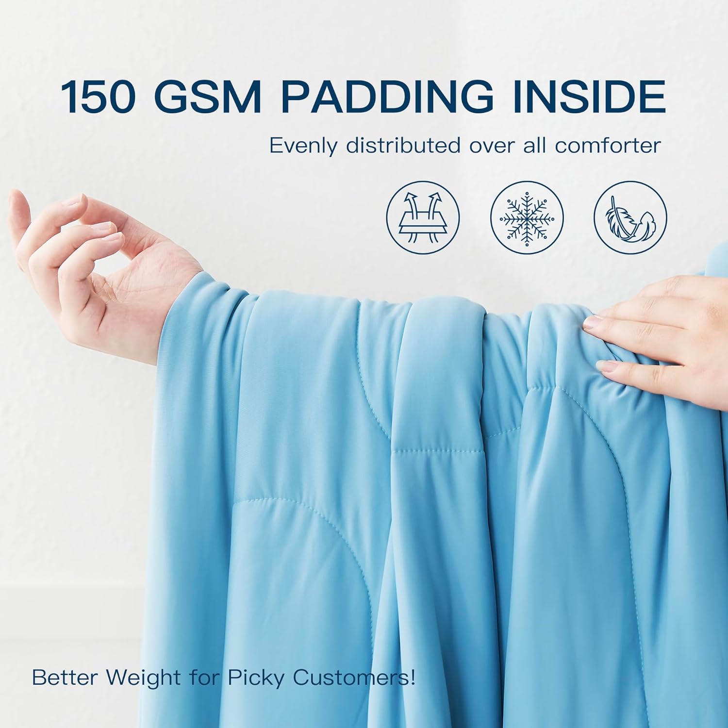 Plush & Plaid Cooling Comforter for Summer, Aqua Blue Queen Size Breathable Duvet for Hot Sleeper Men Women, Lightweight Quilt for Kids Adults, Soft Q-Max>0.4 Arc-Chill Cozy Comforter, 90"X90"