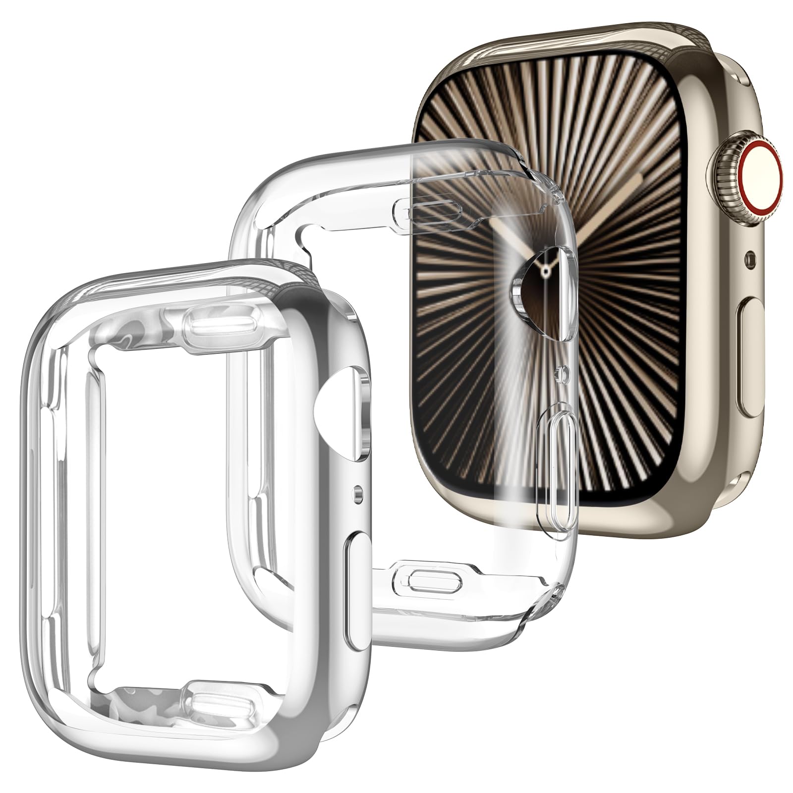 GEAK 3 Pack Cover Compatible with Apple Watch 11 10 Screen Protector 42mm,Soft HD High Sensitivity Screen Protector Case with TPU All Around Bumper