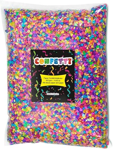 Confeti de papel mexicano, bolsa con 14.82 oz – Perfecto para fiestas de cumpleaños, relleno de piñata, huevos de Pascua (cascarones), lanzamiento