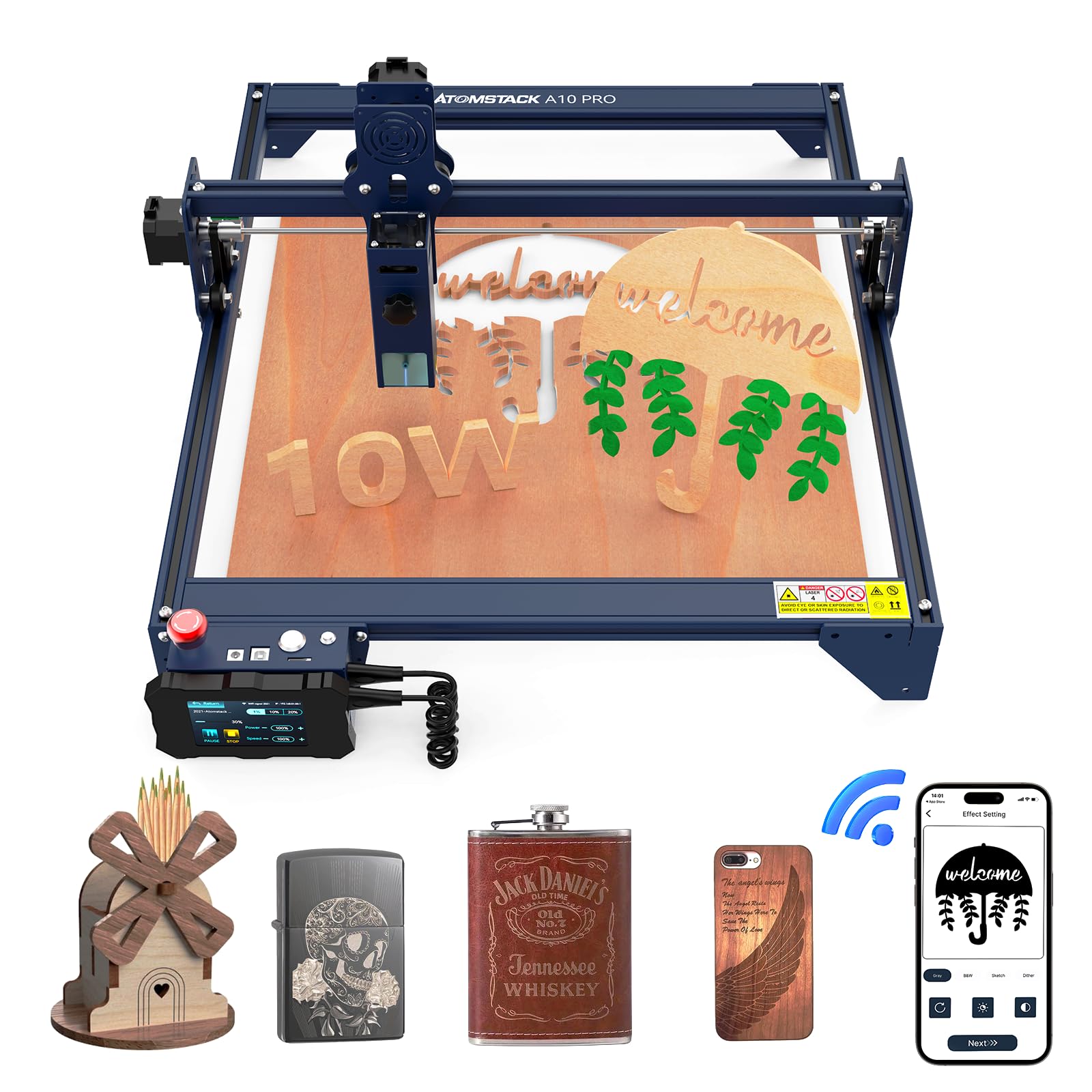 ATOMSTACK A10 Pro 50 W Laser Incisore Potente, 10 W Laser Engraver, 0,08 mm² Laser Focus Cutter per compensato acrilico carta pelle, incisione offline