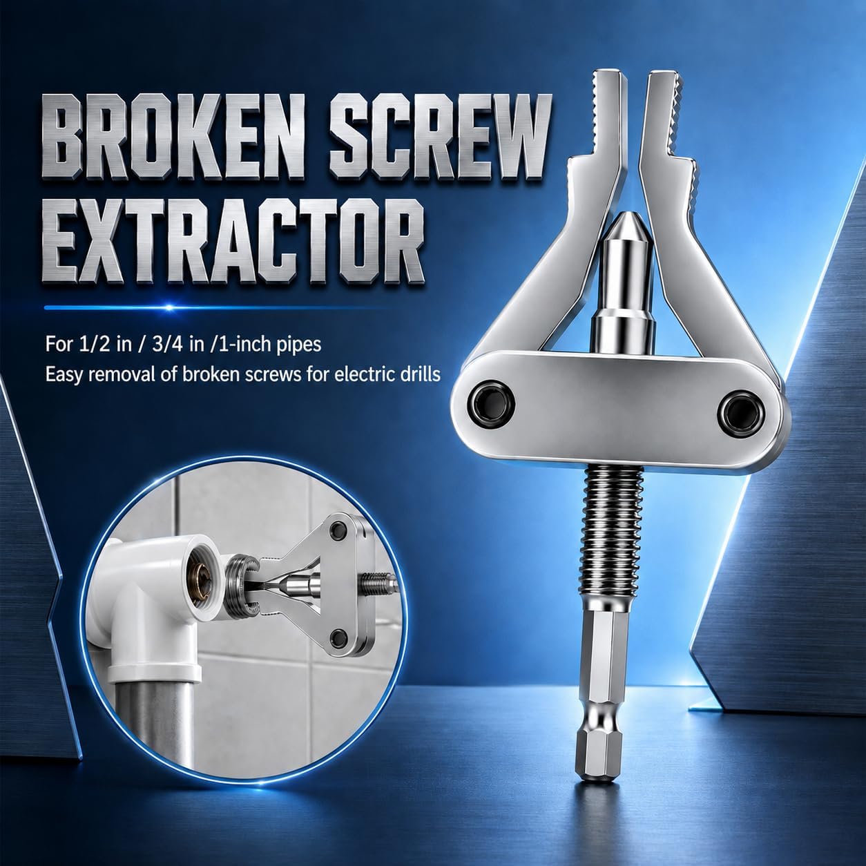 Broken Pipe Extractor Tool, Damaged Screw Remover for 1/2" 3/4" 1" Pipe