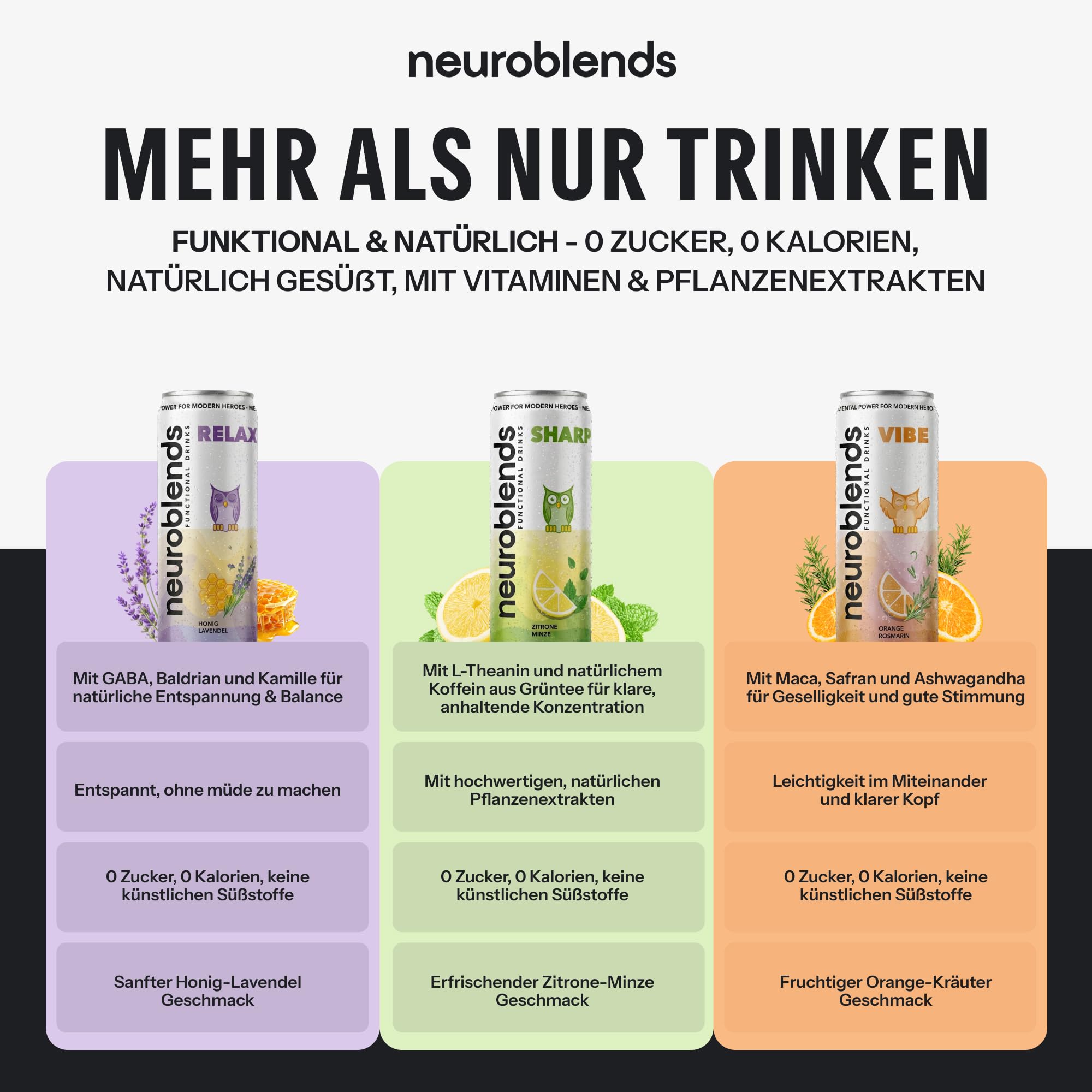 Neuroblends MIX | Energy Drink, Kaffee & Alkohol Ersatz | Zero | 36x330ml | Neuroblends MIX | Energy Drink, Kaffee & Alkohol Ersatz | Zero