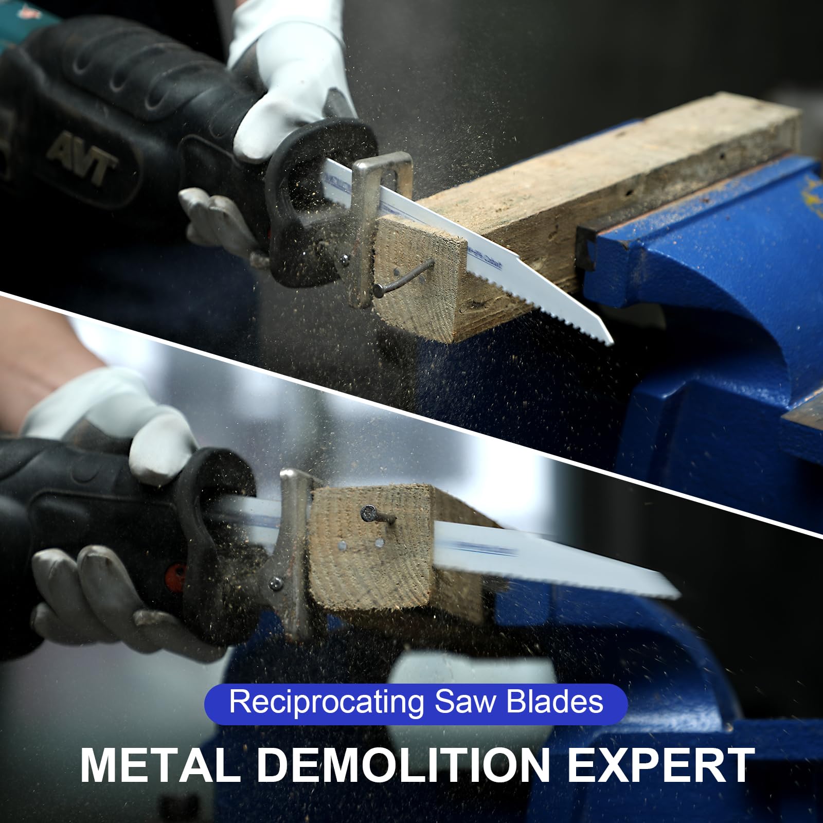 MOLLOM Dwumetalowe ostrza piły szablastej do cięcia ciężkich metali 6 cali 6 TPI, do drewna z gwoździami oraz cięcia aluminium i tworzyw sztucznych, zestaw 5 sztuk