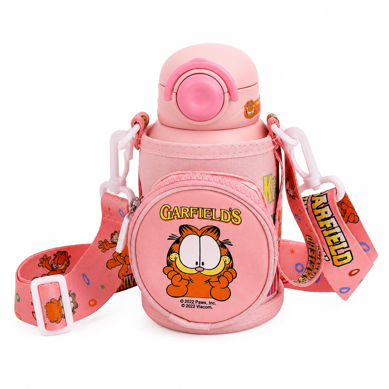 Kids Sipper Water Bottle Set 500ml | Leakproof BPA Free Sipper Bottle with Carry Pouch, Adjustable Strap & Cup Lid | School & Travel Bottle for Kids
