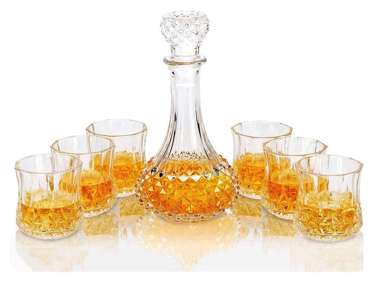 Karafka do whisky Zestaw karafek i szklanek do whisky, 600 ml Kryształowa karafka do whisky z 6 szklankami do whisky 300 ml, do wódki Whisky Liqueur, 7-częściowa karafka