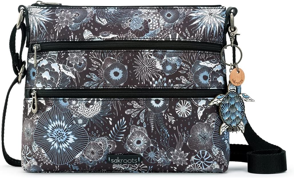 womens Basic Crossbody Bag in Eco-twill Basic Crossbody Bag in Eco-Twill, Multifunctional Purse with Adjustable Strap & Zipper Pockets, Sustainable & Durable Design