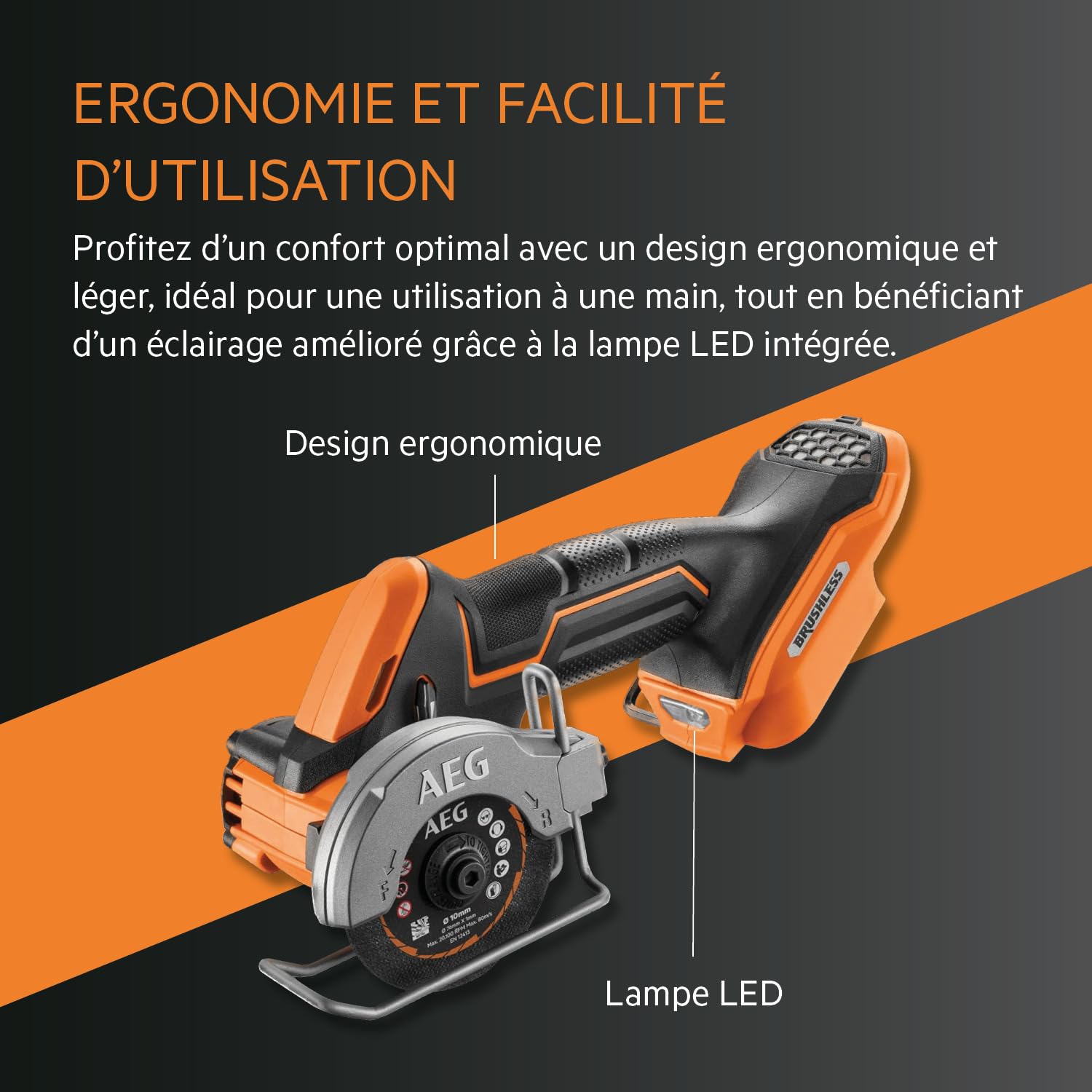 AEG - Tronçonneuse métal electrique 2 300 Watts 355 mm, 4280 tr/min, blocage de l’arbre, Livrée avec : 1 disque de coupe, 1 clé à molette - SMT355