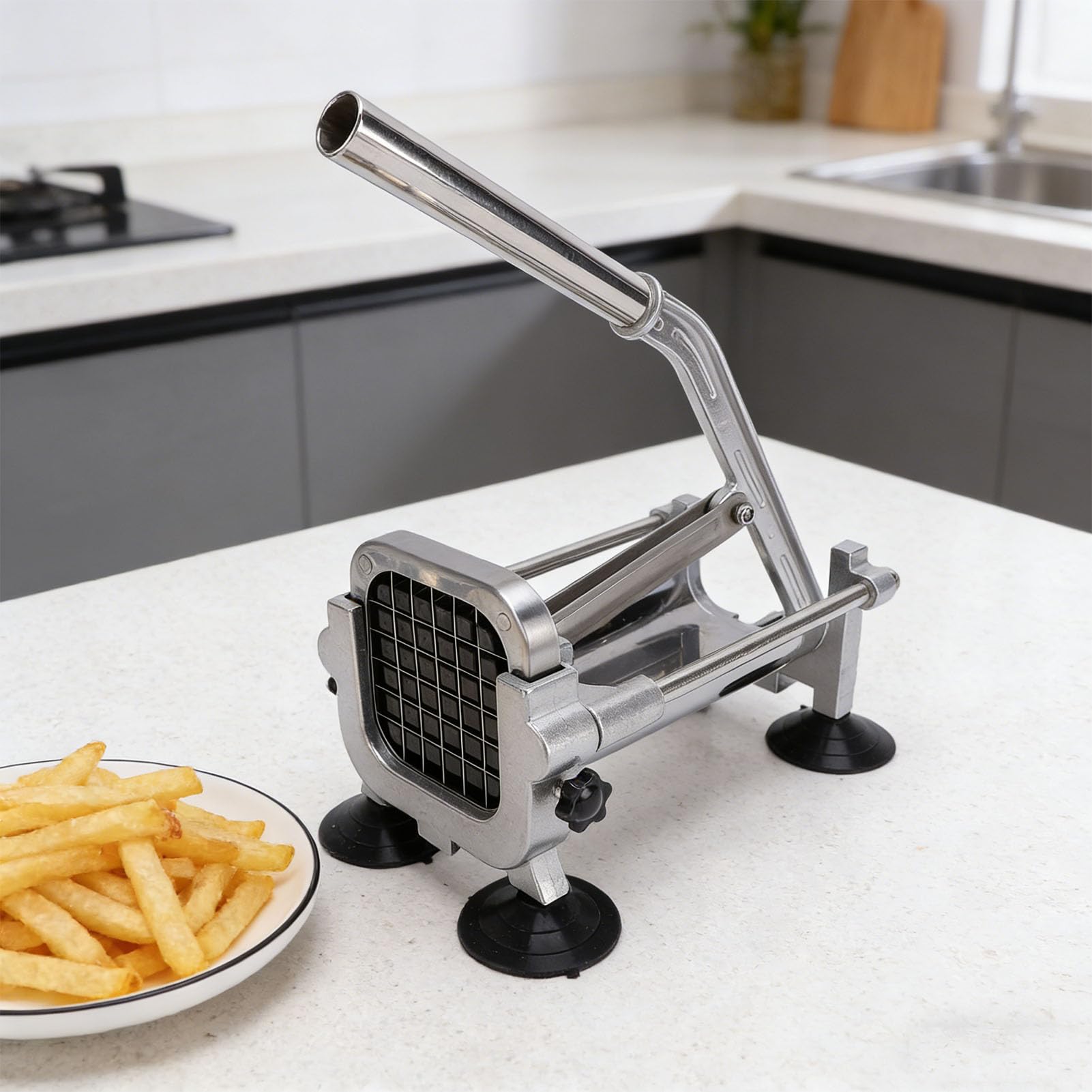 Cortador de Patatas Fritas de Acero Inoxidable Profesional Cortador de Patatas Fritas Manual de con 27,5 X 16 Cm para la Cocina Casera Rebanar Zanahorias Pepinos