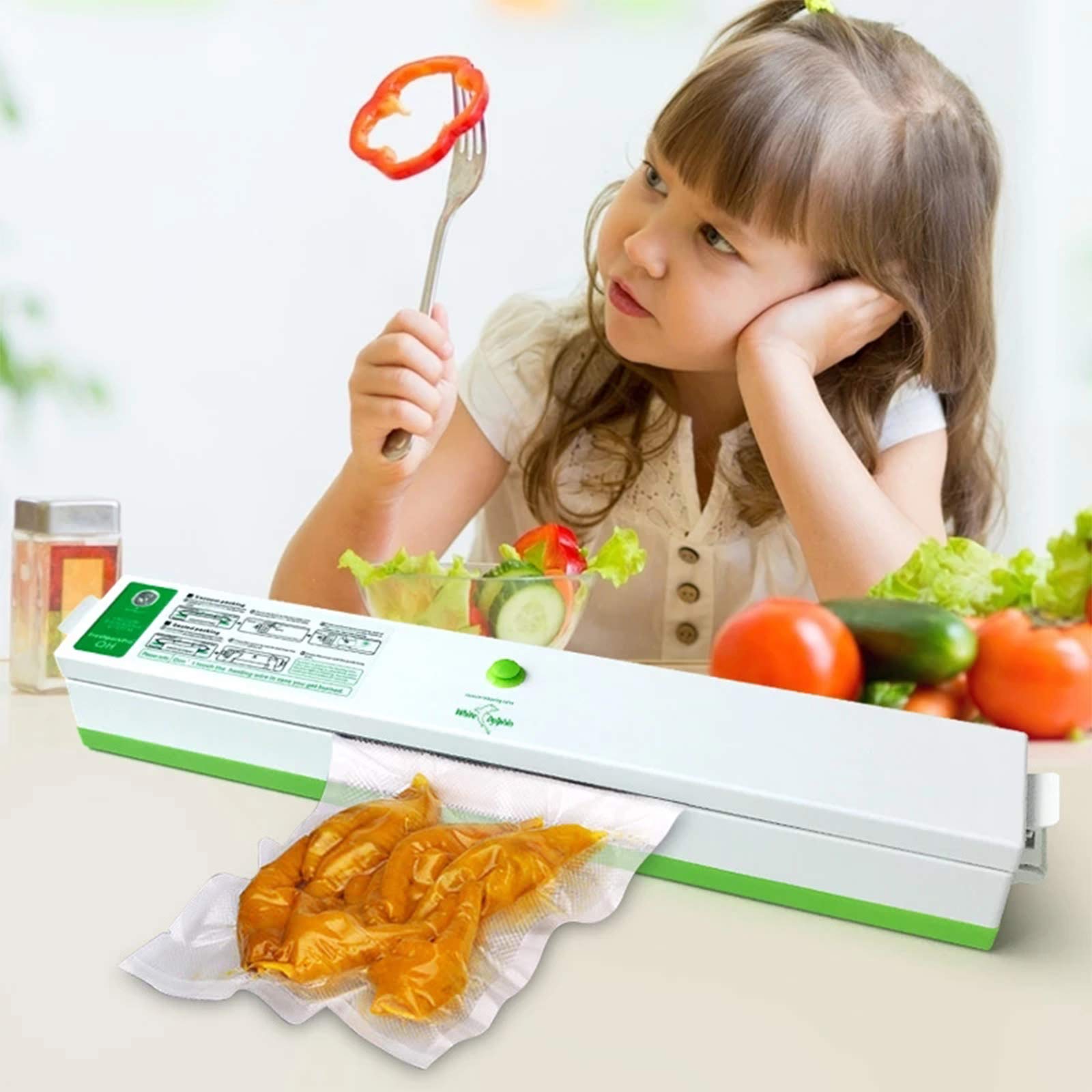 AIZYR Macchina per Sottovuoto da Cucina, Macchina Automatica per Sigillare Gli Alimenti per I Risparmiatori di Cibo con Starter Kit | Indicatori Luminosi A LED | modalità Cibo Secco E Umido,Us Plug