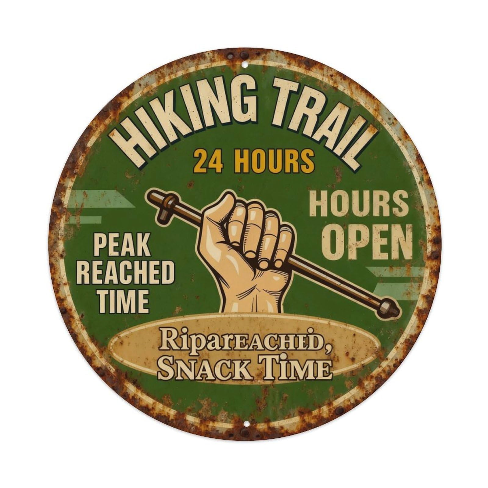 Hiking Trail 24 Hours Open Metal Tin Sign Plaque