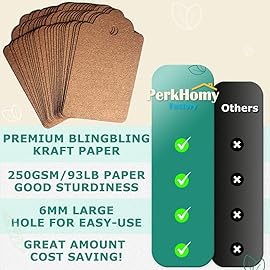 PH PERKHOMY 180 Pcs Copper Paper Gift Tags with String, Blank Price Tags for Gifts Crafts Wedding Christmas, Copper