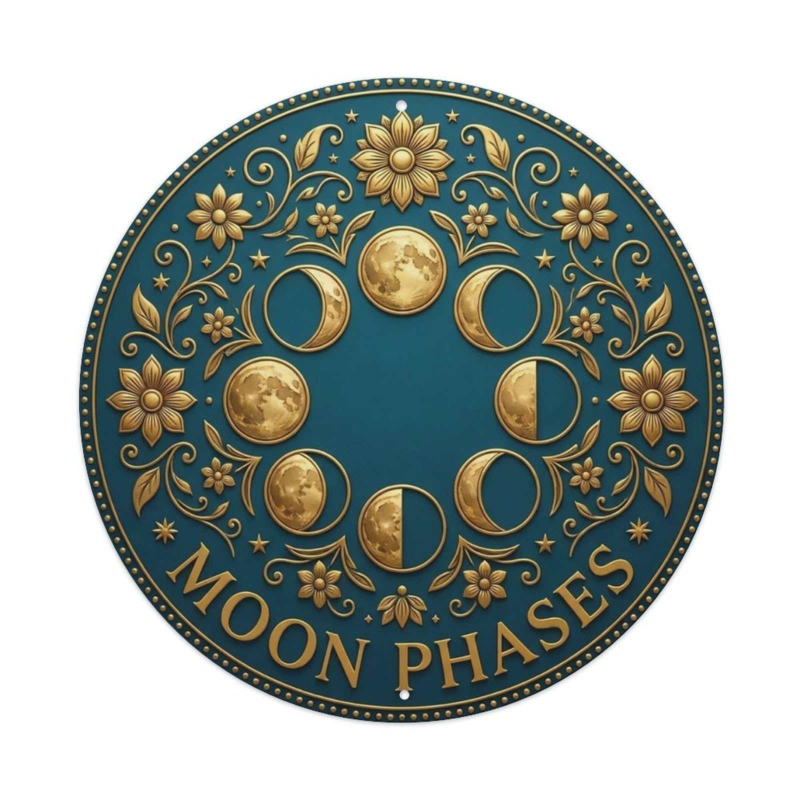 Vintage Moon Phases Flower Zen Yoga Metal Tin Sign