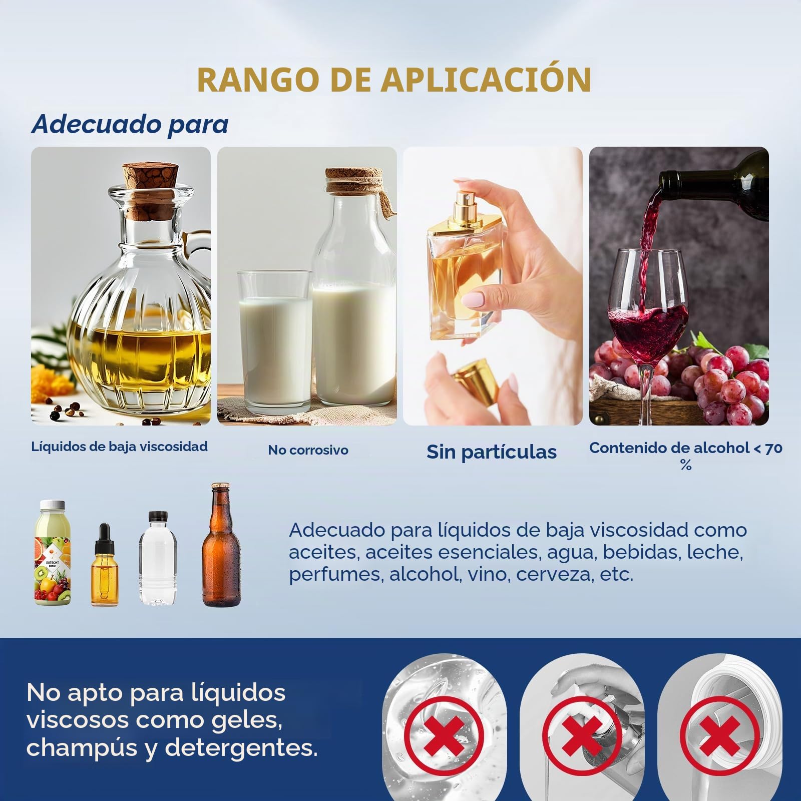 Hanchen Máquina de Llenado de Líquidos Automática 2.6L/min Llenadora de Botellas Cuantitativa con Pedal para Aceite Perfume Vino Bebidas