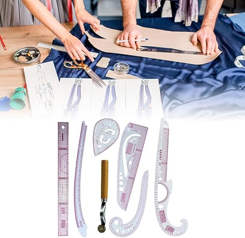 Miniatura 3 de YIJU Juego de reglas de costura, accesorios de costura, costura, principiantes, dibujo, portátil, duradero, profesional, herramientas de diseño, 6