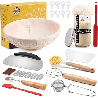 Sourdough Starter Set Complete Set Proofing Basket Round Rattan Bread