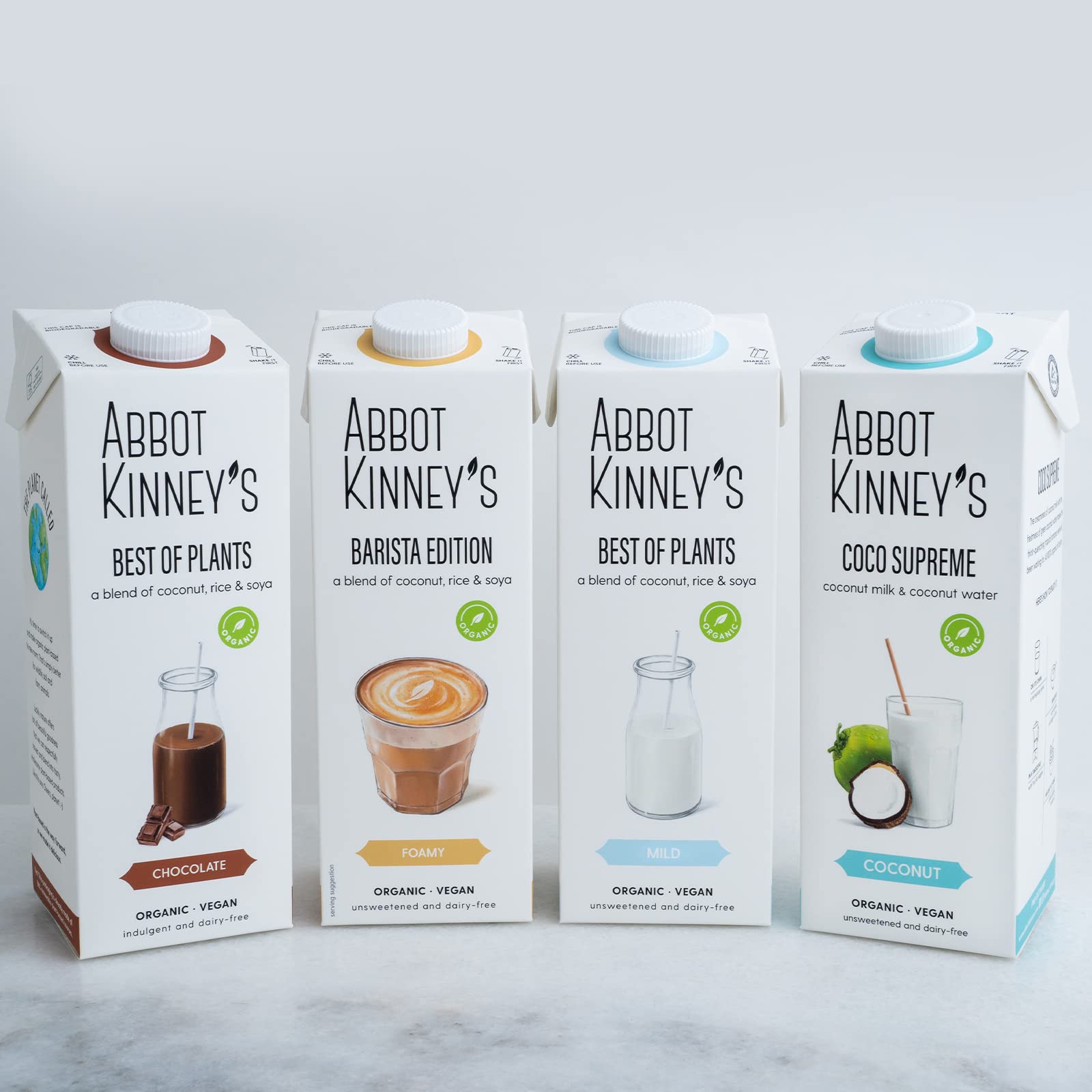 Abbot Kinney's Bebida Ecológica Vegetal de Coco Supreme Pack 6 x 1 L Sin Azúcar Añadido Vegano Sin Lactosa