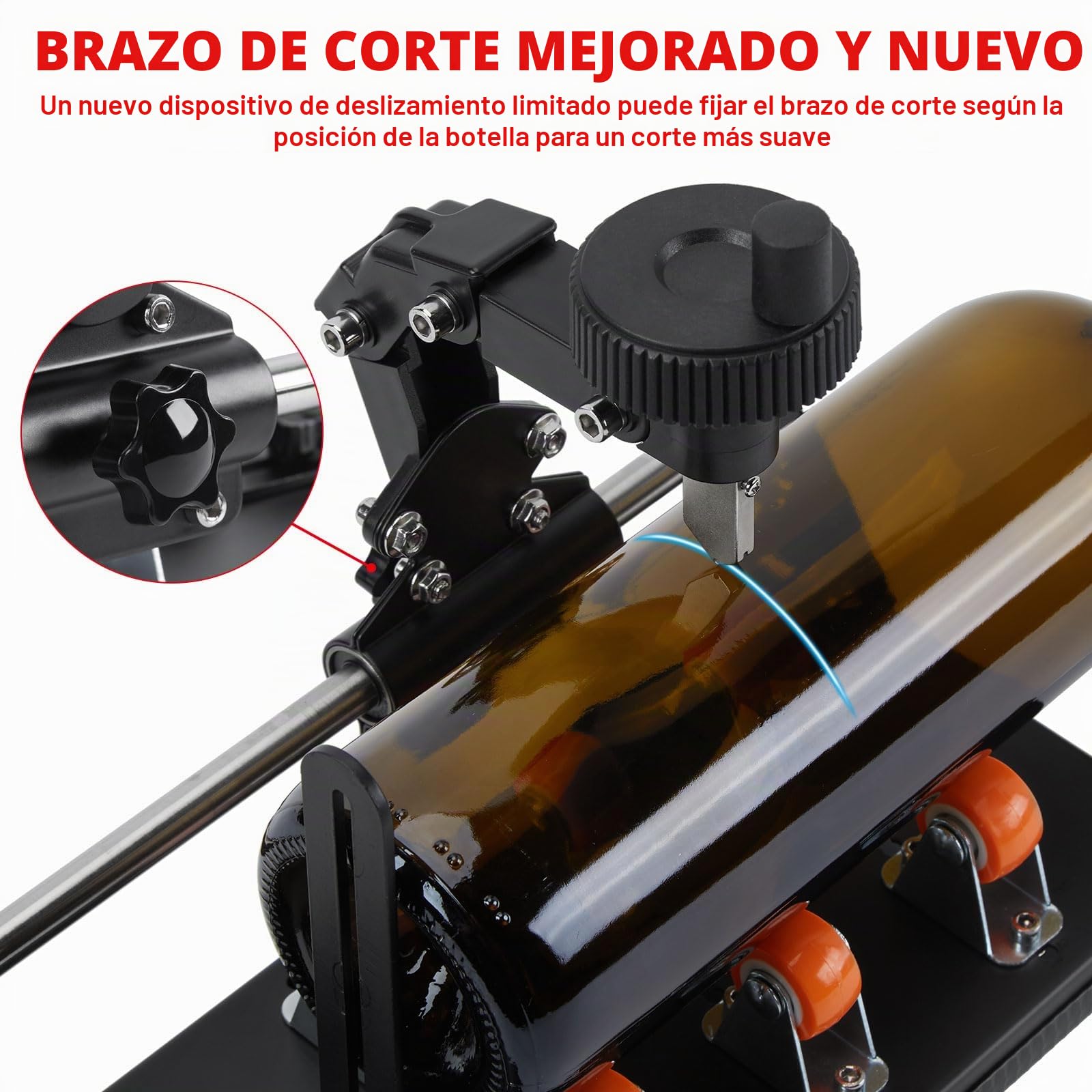 Kit de cortador de botellas de vidrio, FIXM DIY cortador de vidrio para botellas con ancho ajustable, DIY cualquier obra de arte con un juego completo de accesorio