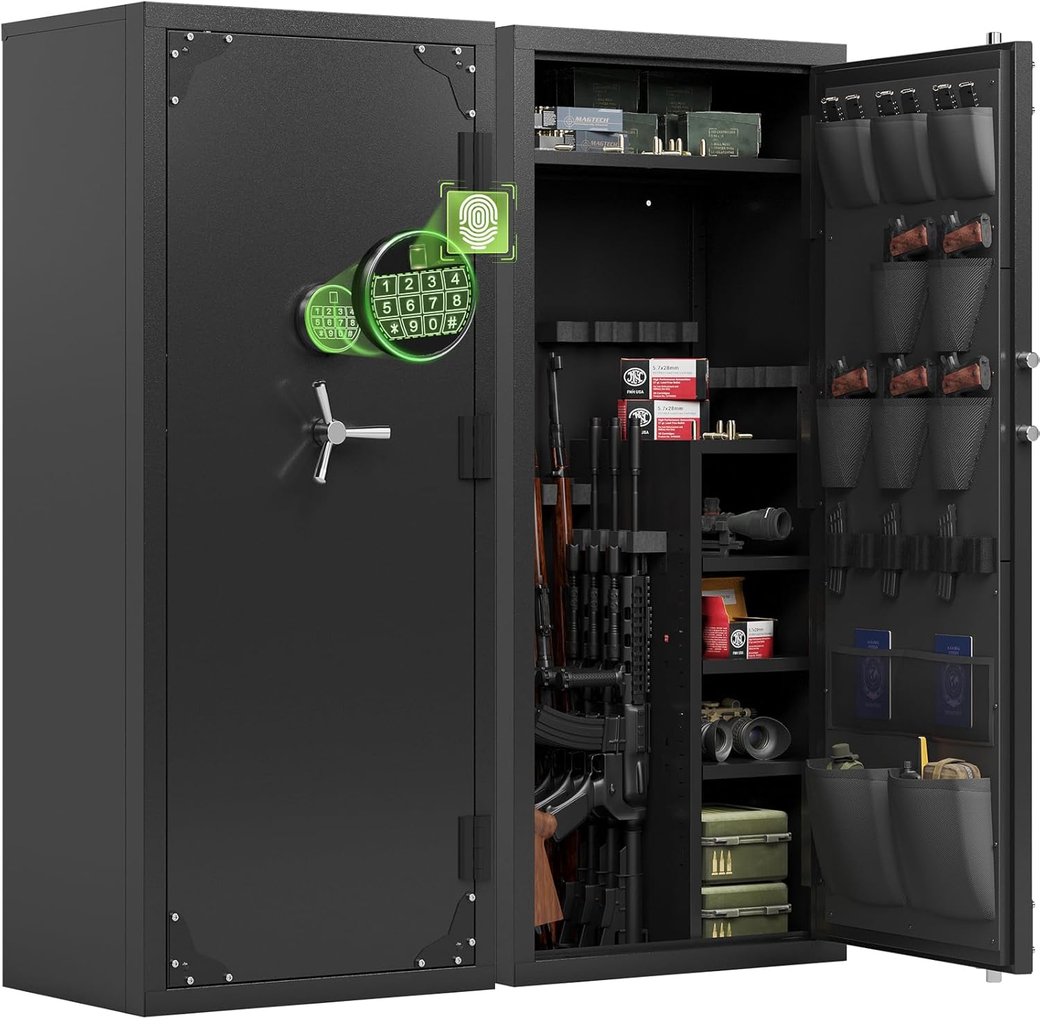 Biometric Slider Handgun Gun Safe for Nightstand, Desk, Bed Side, Truck with Fingerprint, PIN Code, Key