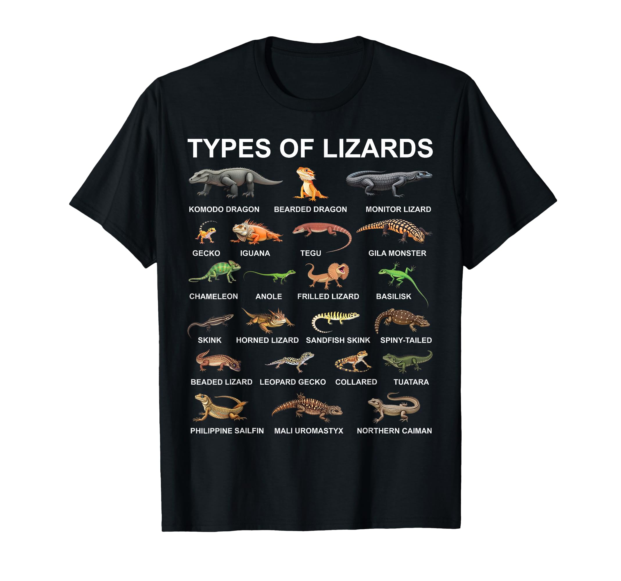 Types Of Lizards Educational Herpetologist Boys Girls Kids T-Shirt