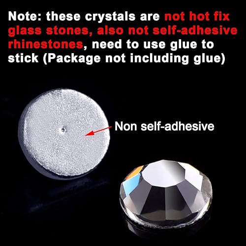 Miniatura 6 de Onwon 1440 piezas de diamantes de imitación con parte trasera plana, brillantes redondos, purpurina, diamantes de cristal transparente, SS3, 1.4 mm