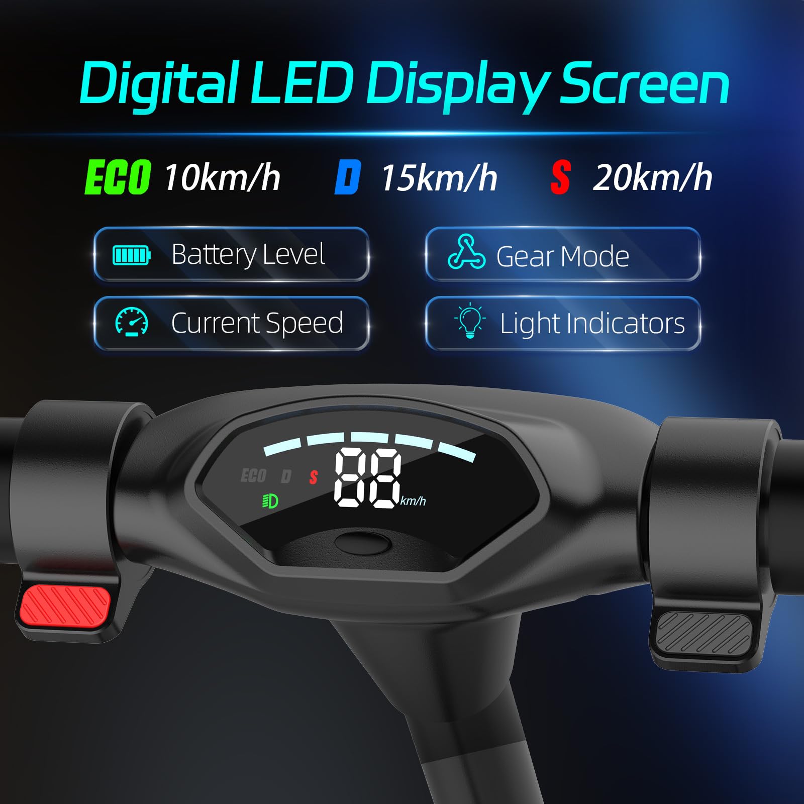 Trottinette Électrique pour Enfants, Moteur 200 W, 3 Vitesses 20 km/h, Batterie 25,2 V 5,2 Ah, Autonomie 8‑13 km, Écran LED, Charge 60 kg, Trottinette Pliable Adaptée Aux Adolescents
