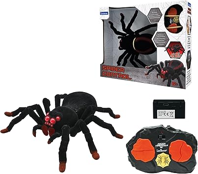 LEXiBOOK, Realistic Remote Controlled Tarantula/Spider, 8 Hairy Legs, 2 mandibles, Light Effects in The Eyes, Remote Control Included, SPIDER01
