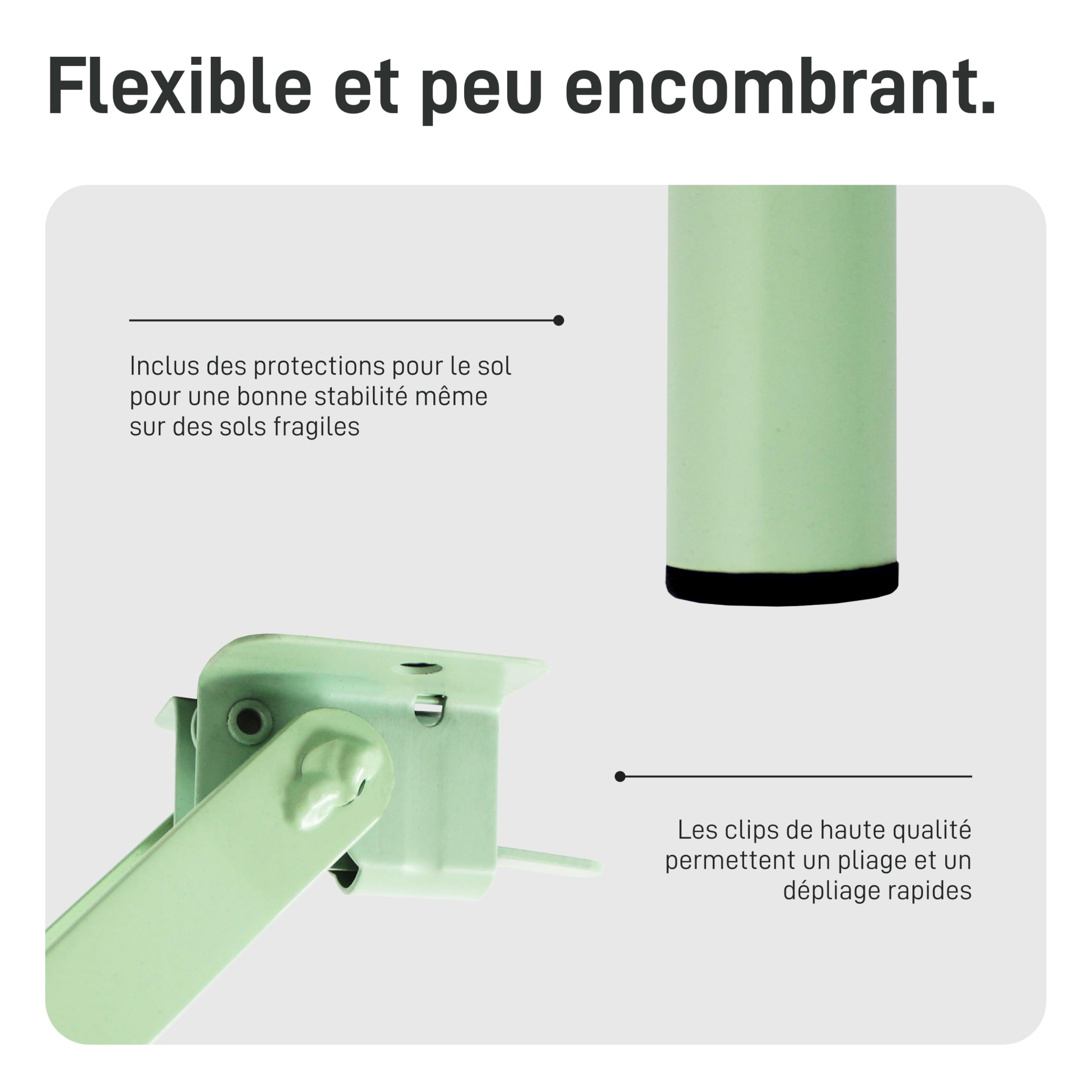 Natural Goods Berlin Lot de 2 pieds de banc pliables en métal vert pastel pour tente à bière (43 cm x 23 cm) – Pieds de banc pour banc à bière – Pieds de banc d'extérieur – Support de banc de jardin,