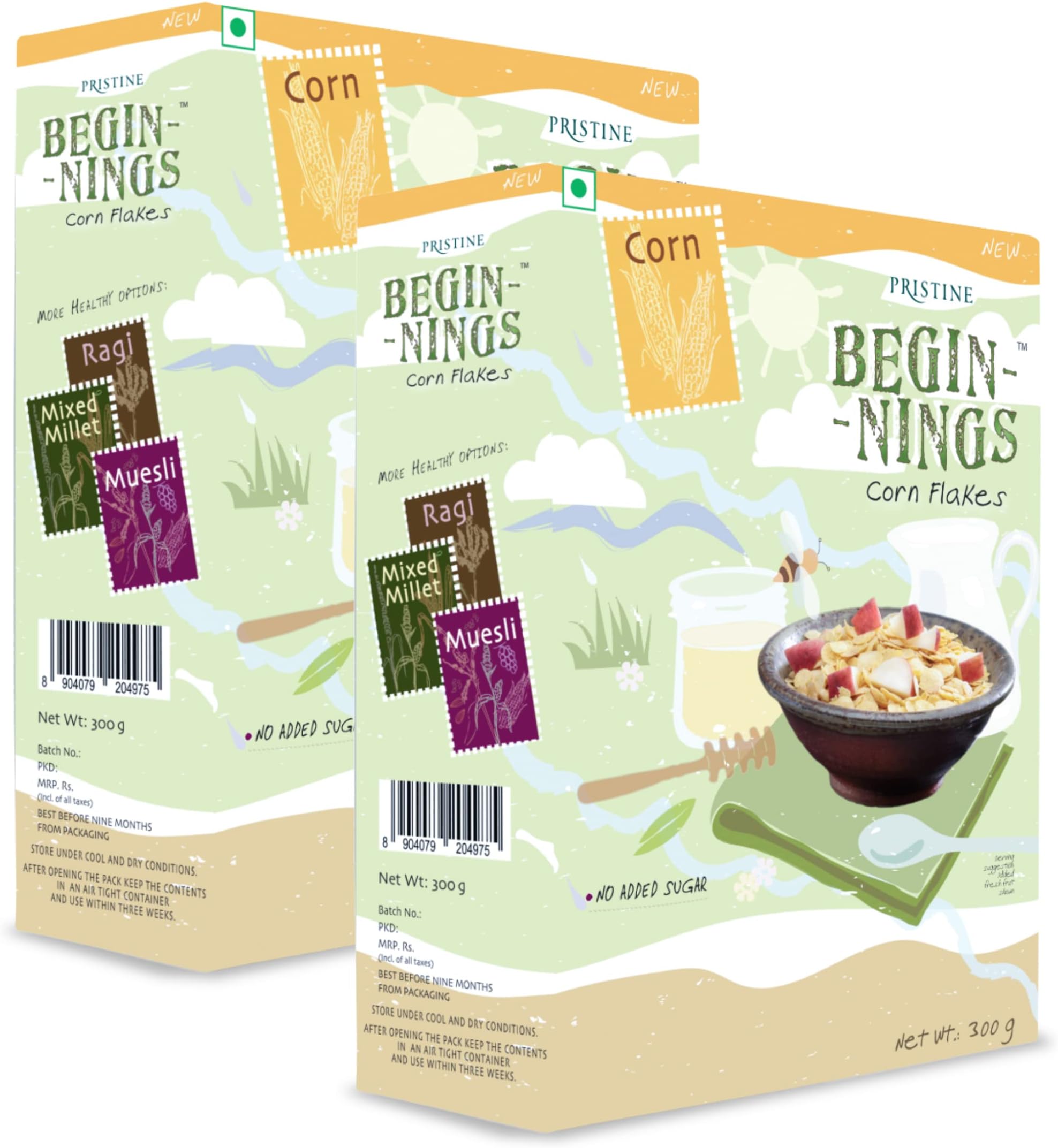 Pristine BEGINNINGS Breakfast Cereals, Corn Flakes 300g - Pack of 2