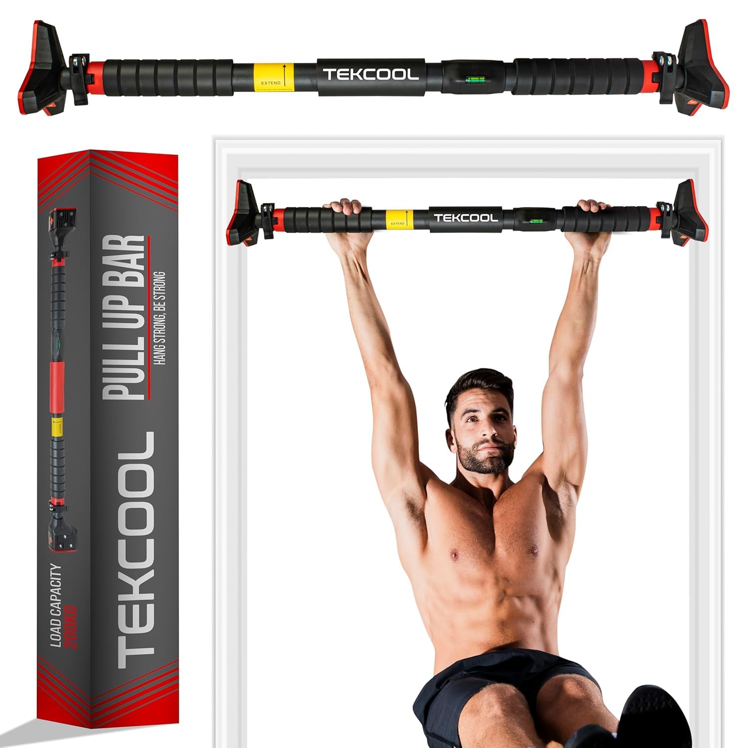 TEKCOOL Pull Up Bars for Home Workout -Chin Up Bar Gym Accessories for Men Door Way Adjustable Hanging Rod Without Screw, Anti-Skid Grip, Strength Training Exercise Bar- Pullup Bar'