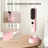 Zirzoe Vezeték Nélküli Hajegyenesítő Kefe 8400 mAh Akkumulátorral, LCD Kijelzővel, 120-200°C Hőfokszabályzóval - Hordozható Hajformázó Utazá 2