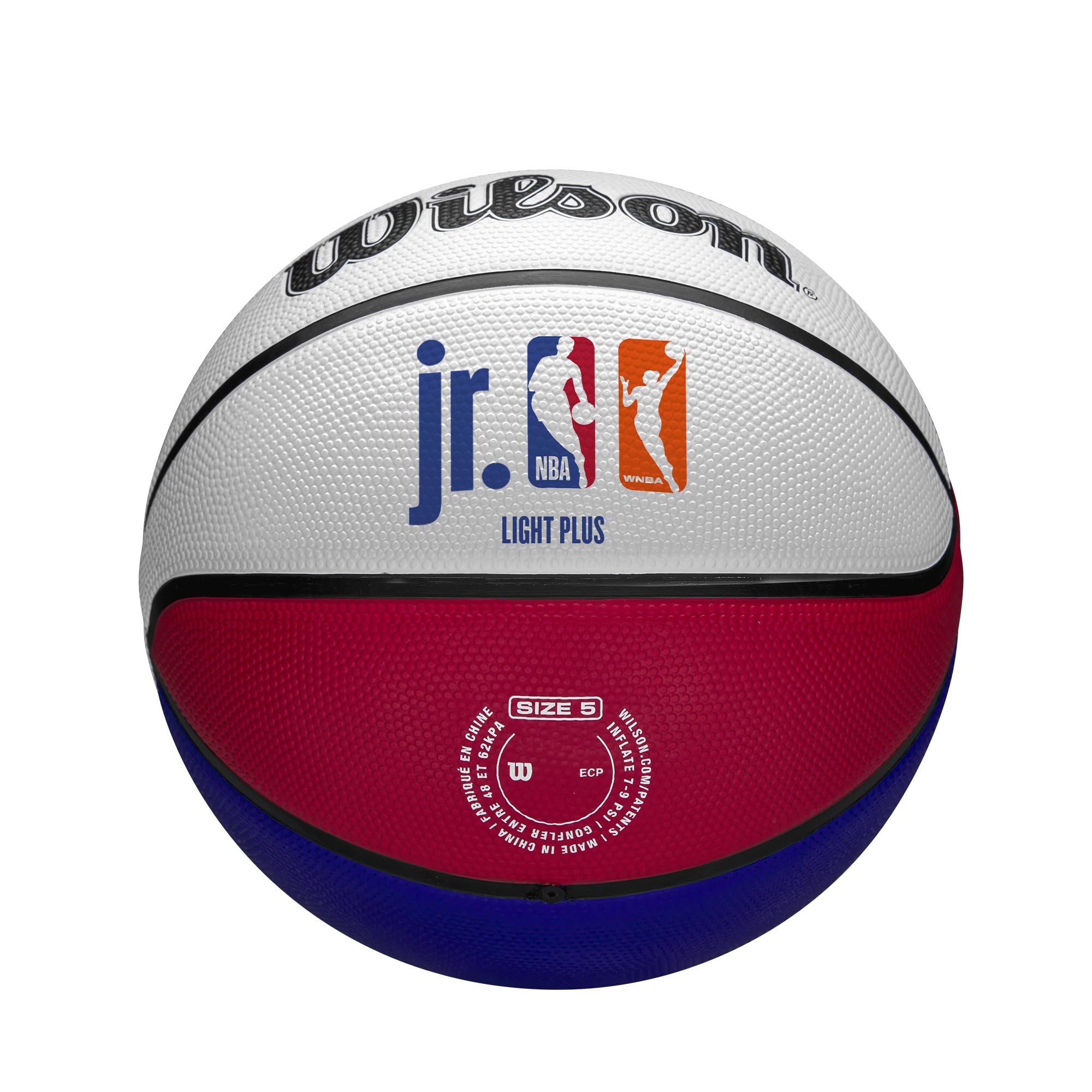 Wilson Basketball, Jr. NBA WNBA DRV Light, Outdoor und Indoor, Größe: 5, Blau/Rot/Weiß
