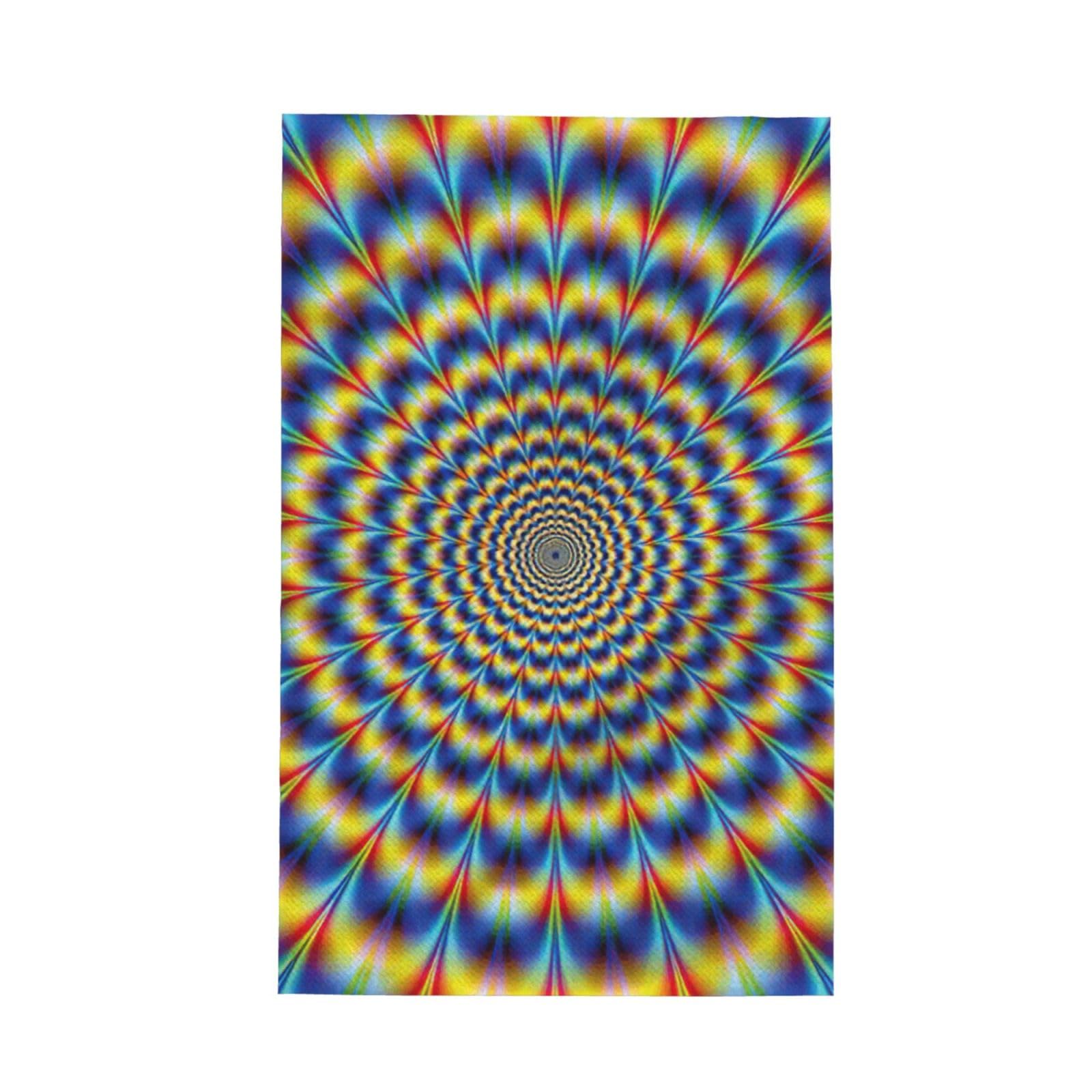 CKGODGF Spiral Optical Illusion Gif Print Absorbent Waffle Dishcloths,Kitchen Towels With Hanging Loops,Tea Towels.