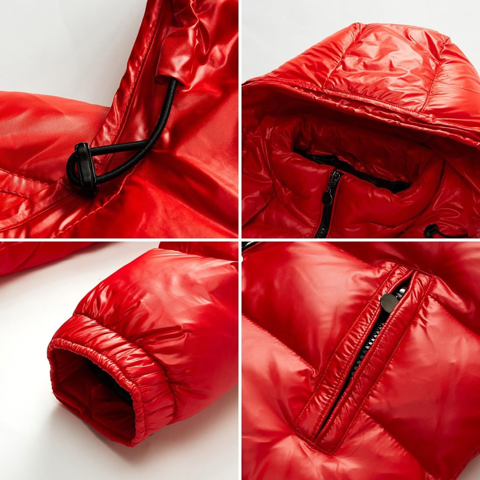 Giacca Trapuntata da Uomo Giacca Invernale con Calda Imbottitura Giacca con Cappuccio Antivento Collo Alto Zip Intera Giacche Outdoor con Tasche Giacca Sportiva