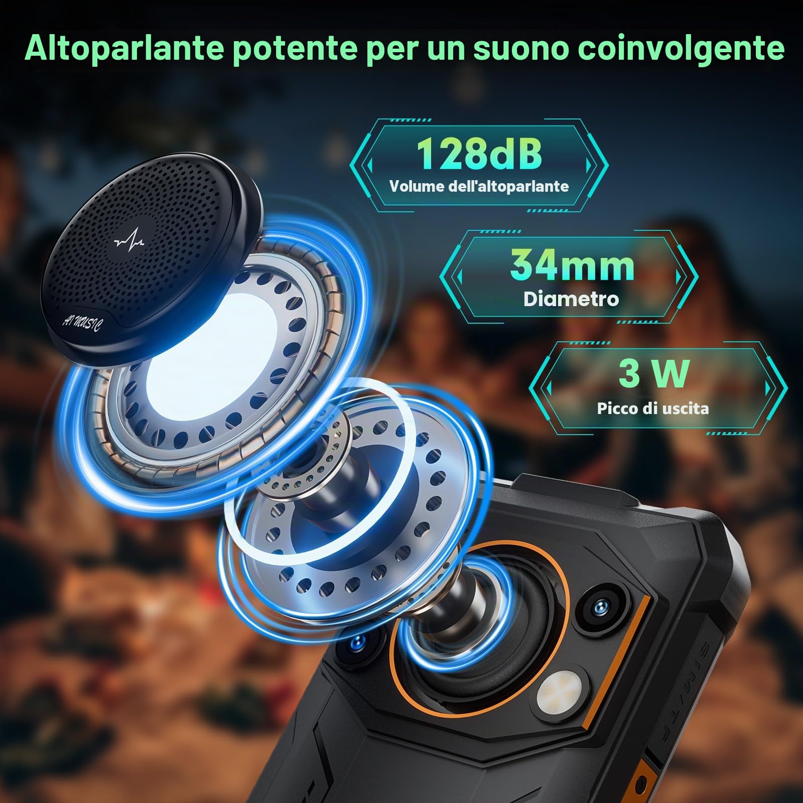 FOSSiBOT F110L Smartphone Rugged 10000mAh, Altoparlante 128dB Telefono indistruttibile, Android 15 12GB+128GB/2TB, Display 6.745” 50MP AI Dual Camera, IP68/69K 4G SIM(2026)