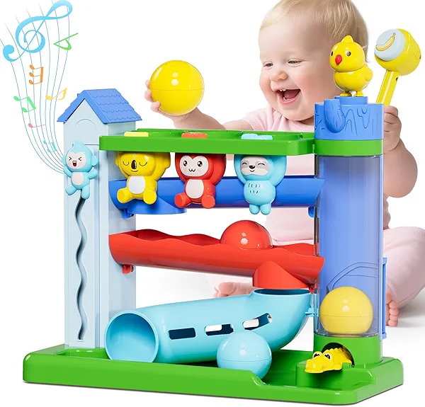 Ussybaby Hammer Montessori Toddler Toys, Interactive Musical Toy for 1-2 Year Old Boys & Girls,STEM Educational Toy with English & Spanish, for Ages 6-9,9-12,12-18,18-24+ Months