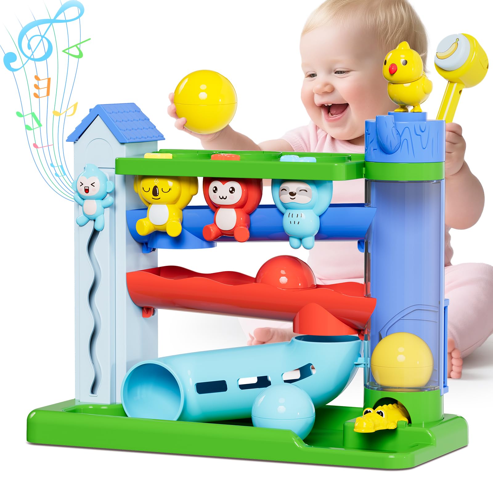 Hammer Montessori - Juguetes musicales interactivos para niños y niñas de 1 a 2 años, juguete educativo STEM con inglés y español, para edades de 6 a 9, 9 a 12, 12 a 18, 18 a 24 meses