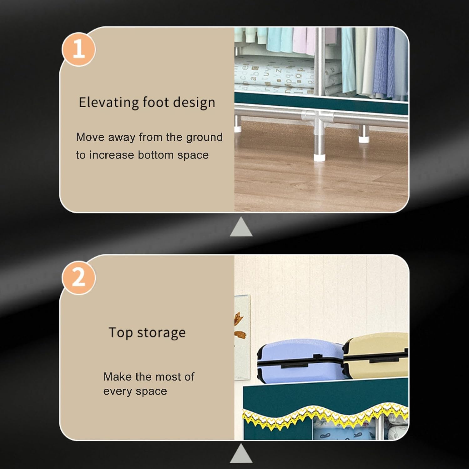 Portable Clothes Wardrobe with Hanging Rods,32.6*17.7*67in, Portable Bedroom Armoires Rack with Side Pockets, Custom Freestanding Closet Wardrobe, Stable and Easy Assembly ( Color : Pattern-4 , Size :