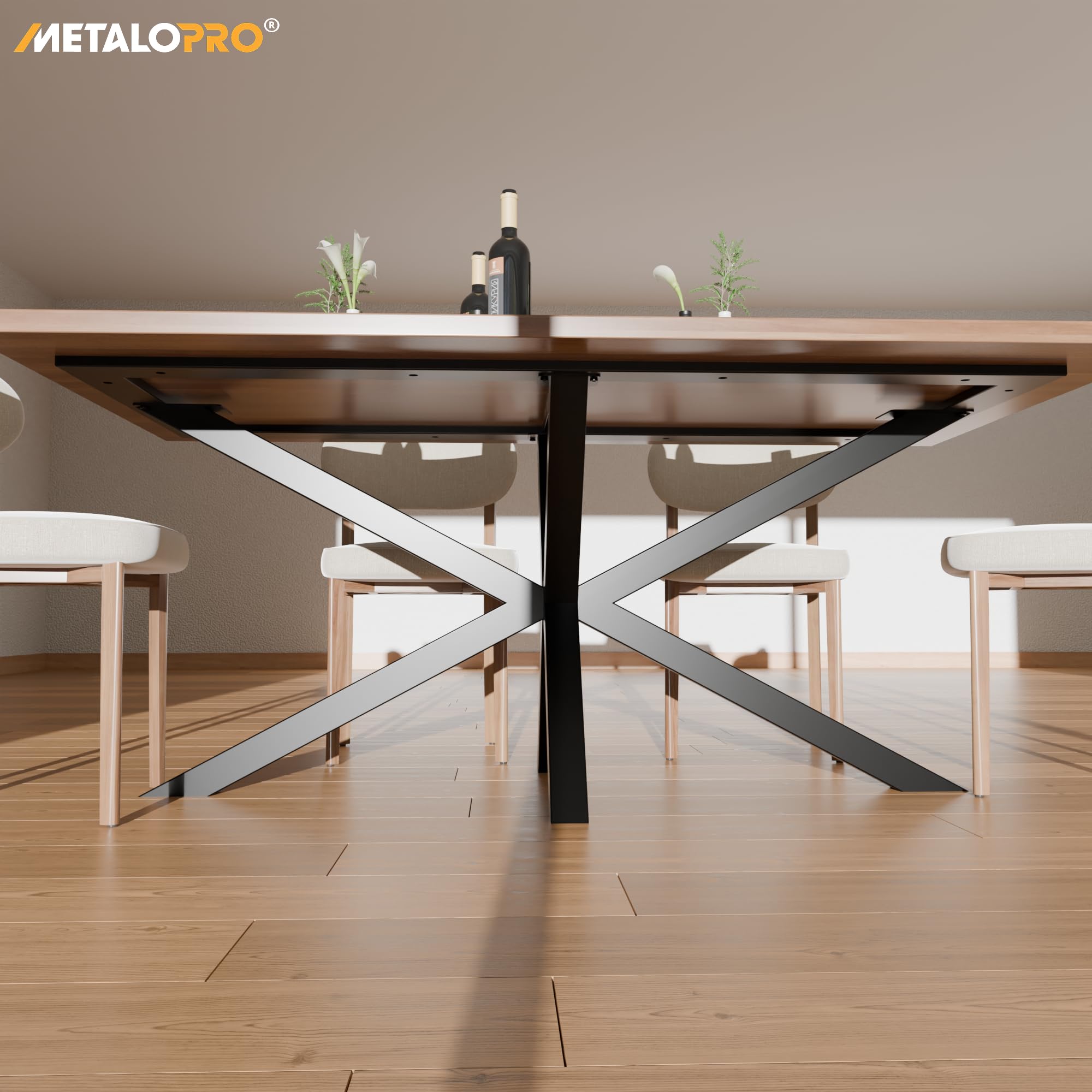 Tischbein – Acamar Frame | Modernes spinnenförmiges Metall-Tischgestell | Schwarzes Stahlgestell im Industrie-Stil für Esszimmer und Büro | 160x70x74 cm
