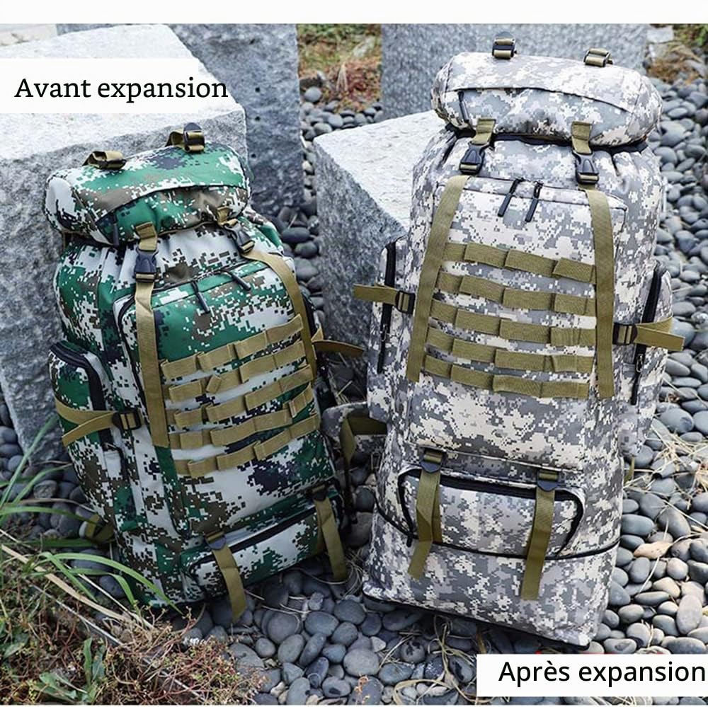 Grand Sac à Dos d'Extérieur 100 L Militaire, Tactique pour Homme, Étanche, Grande Capacité pour Camping, Voyage, Bushcraft, Randonnée, Chasse, Alpinisme