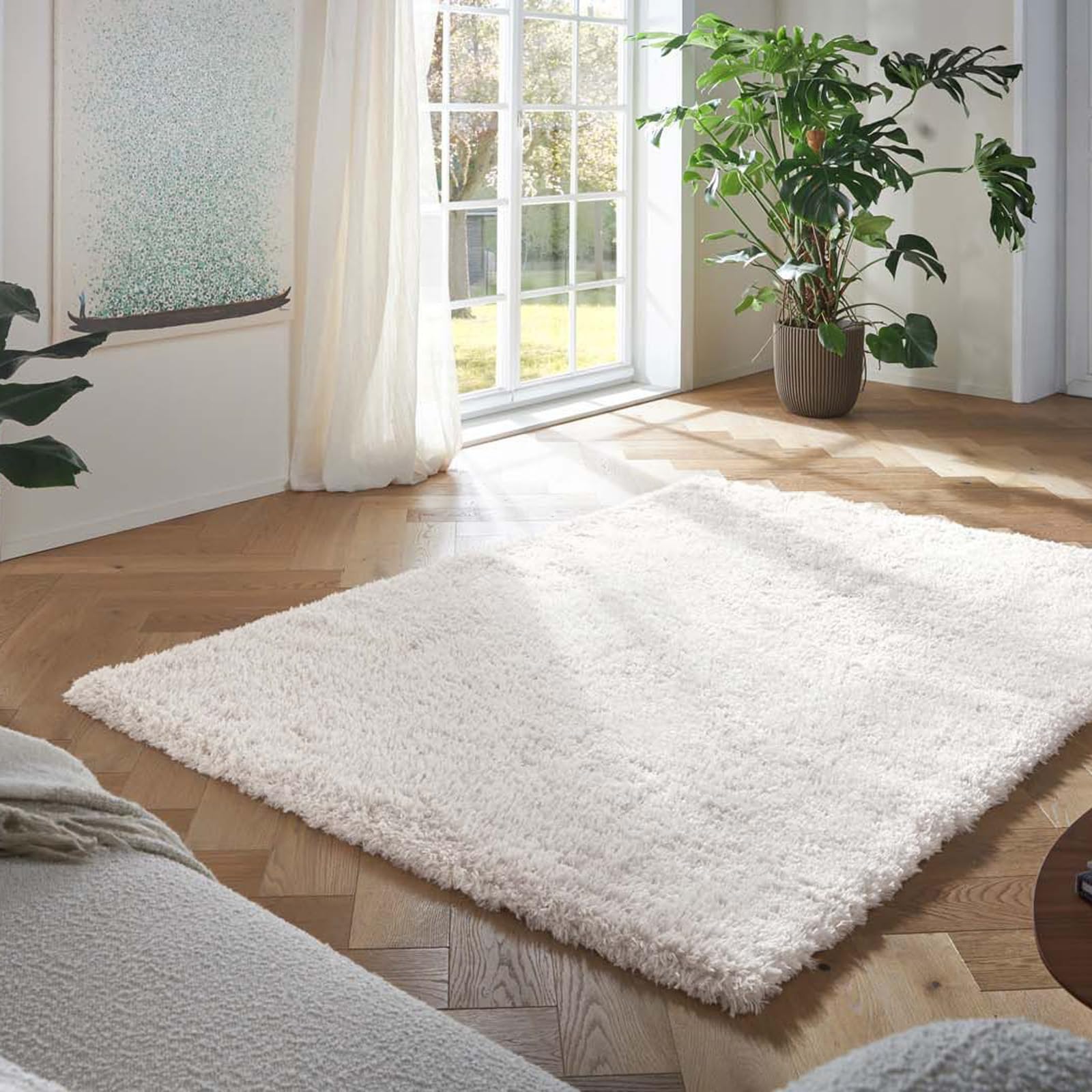 Taracarpet Flokati Teppich Langflor Kuscheliger Shaggy Weich Hochflor Wohnzimmer Schlafzimmer Home deko Modern Flauschig Anti-Rutsch Unterseite Creme 240x340 cm