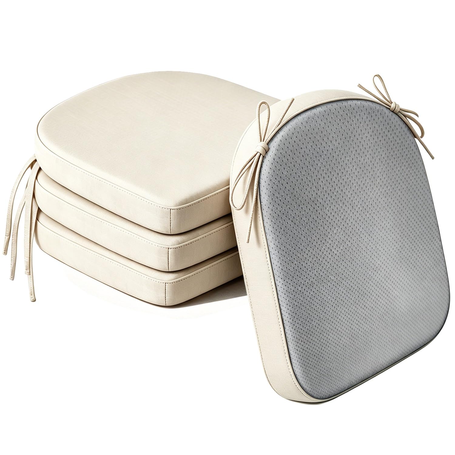 Cafusesdd Cafusedd Non-Slip Bottom with Ties Patio Chair Cushions, 4 Psc U-Shaped Splash-Proof Seat Cushion, Patio Cushions for Outdoor & Indoor Different Chairs(Beige,17''*16'')