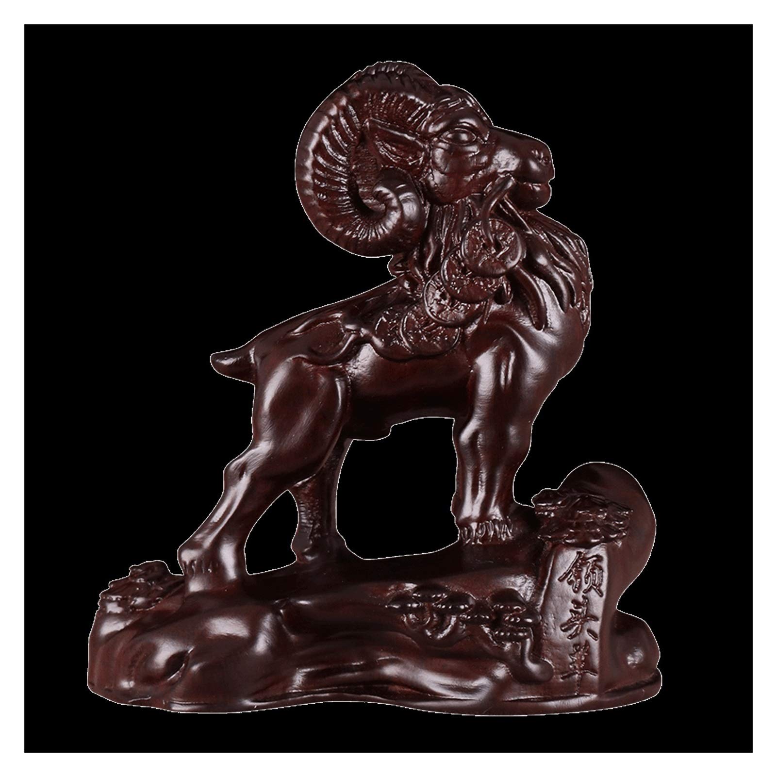 BHGFYXBS Home Décor Products Ebony Goat Statue Zodiac Sheep Decoration Wood Carving Sheep Sculpture Animal Figurine Crafts Home Living Room Decor Accent Decoration