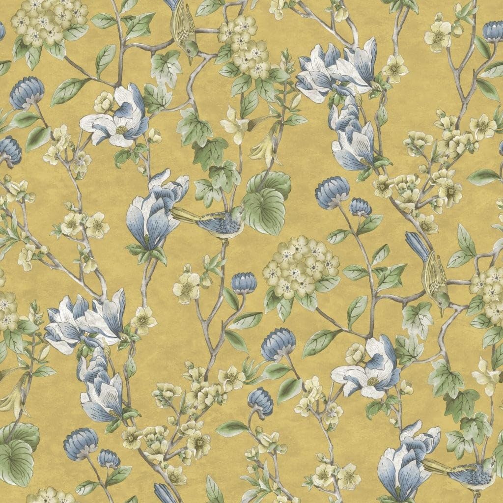 Holden Decor Floral Bird Trail Ochre Wallpaper 13601