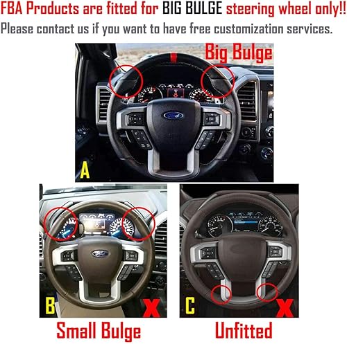 Miniatura 2 de Funda para volante de piel perforada negra y gamuza roja, costura a mano en envoltura para Ford F150 Raptor 2016-2019